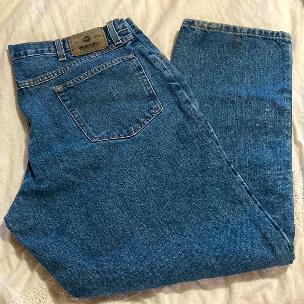 Wrangler Denim Straight Leg Blue Jeans 38 x 30